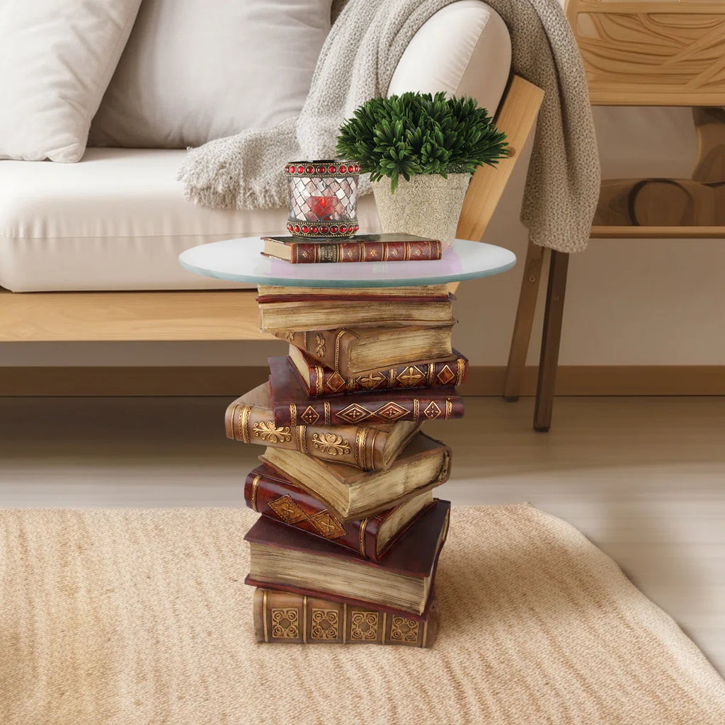 Montegue Stacked Books Glass Figurine Table