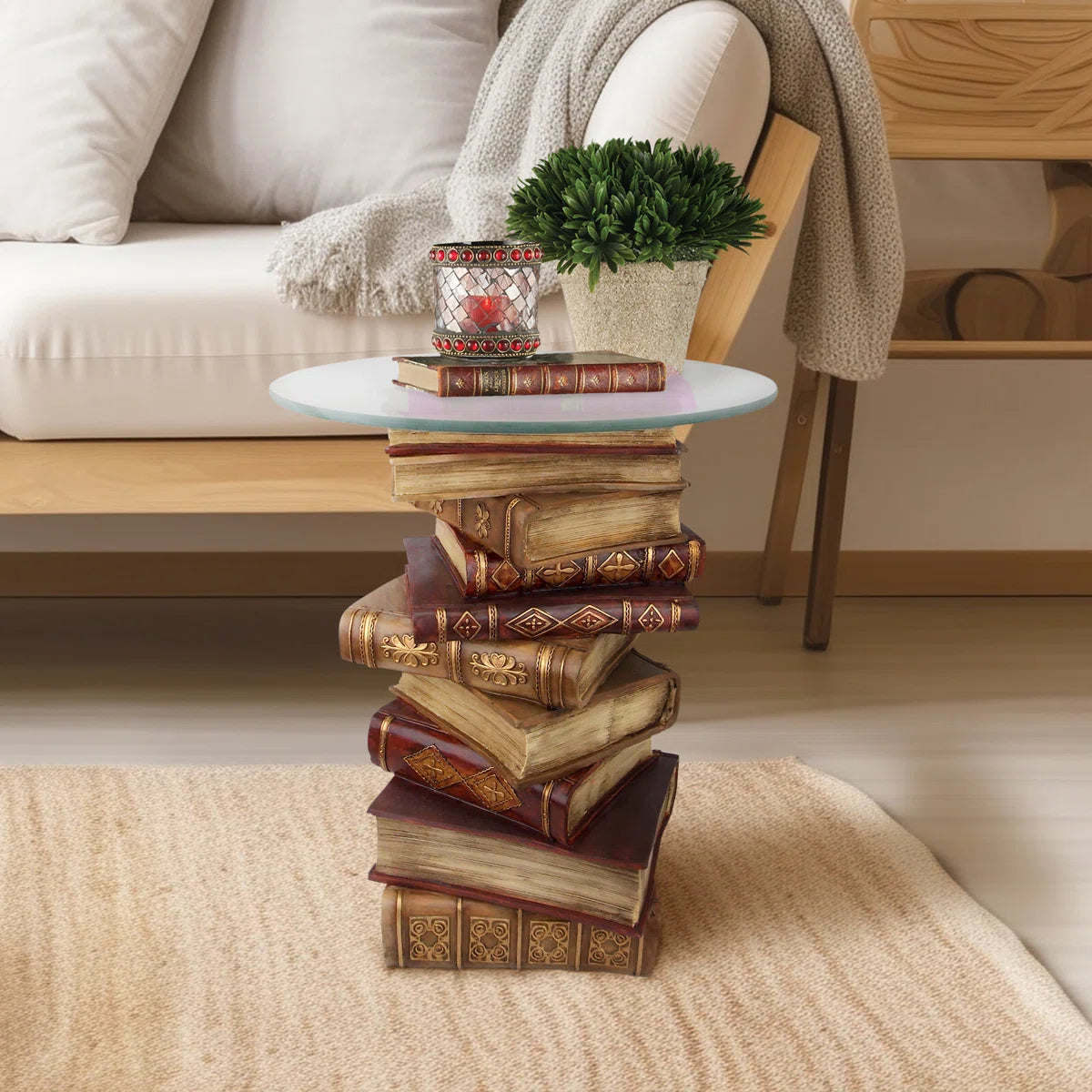 Montegue Stacked Books Glass Figurine Table