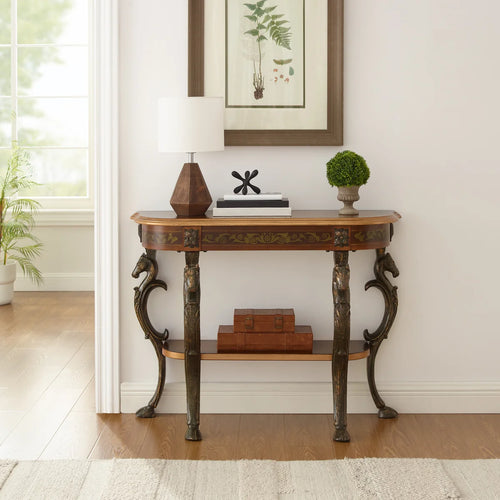 Berkhamstead 42” Console Table with Ornate Horse Motif Legs Design