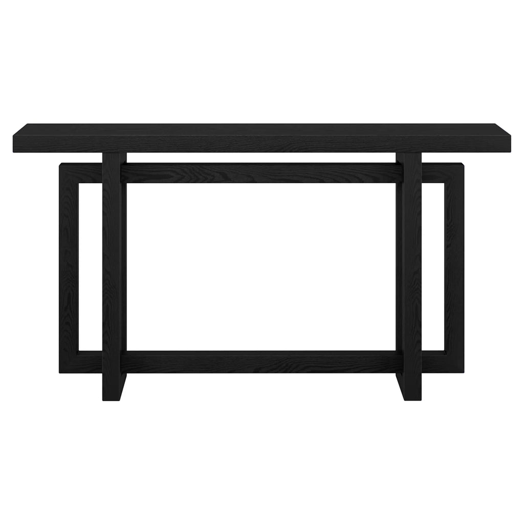 Breslow 55" Wide Rectangular Console Table in Black Grain
