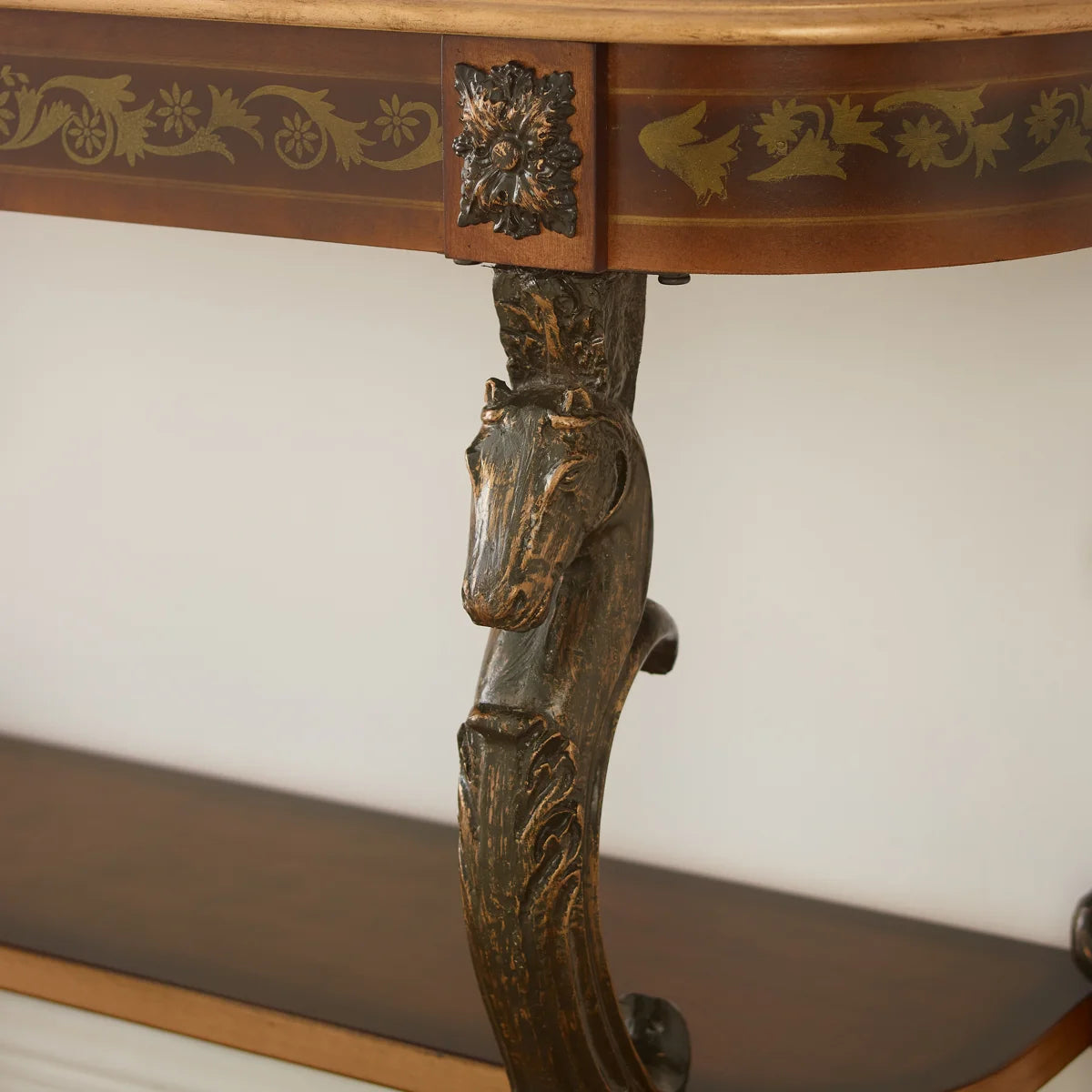 Berkhamstead 42” Console Table with Ornate Horse Motif Legs Design