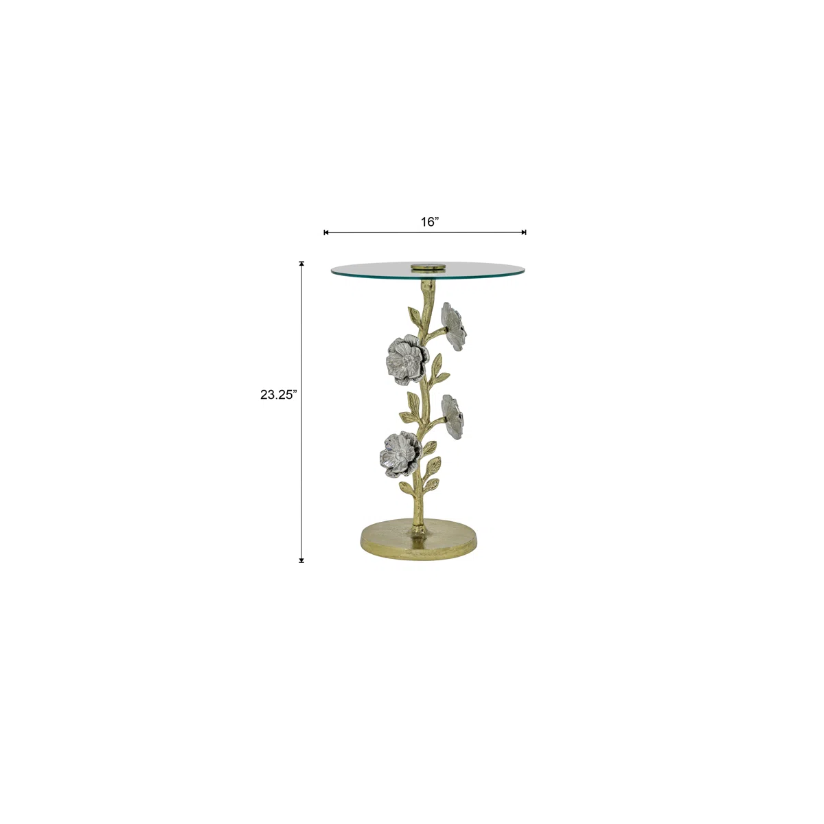 Flower Side Table with Glass Top | Decorative Sculptural End Table