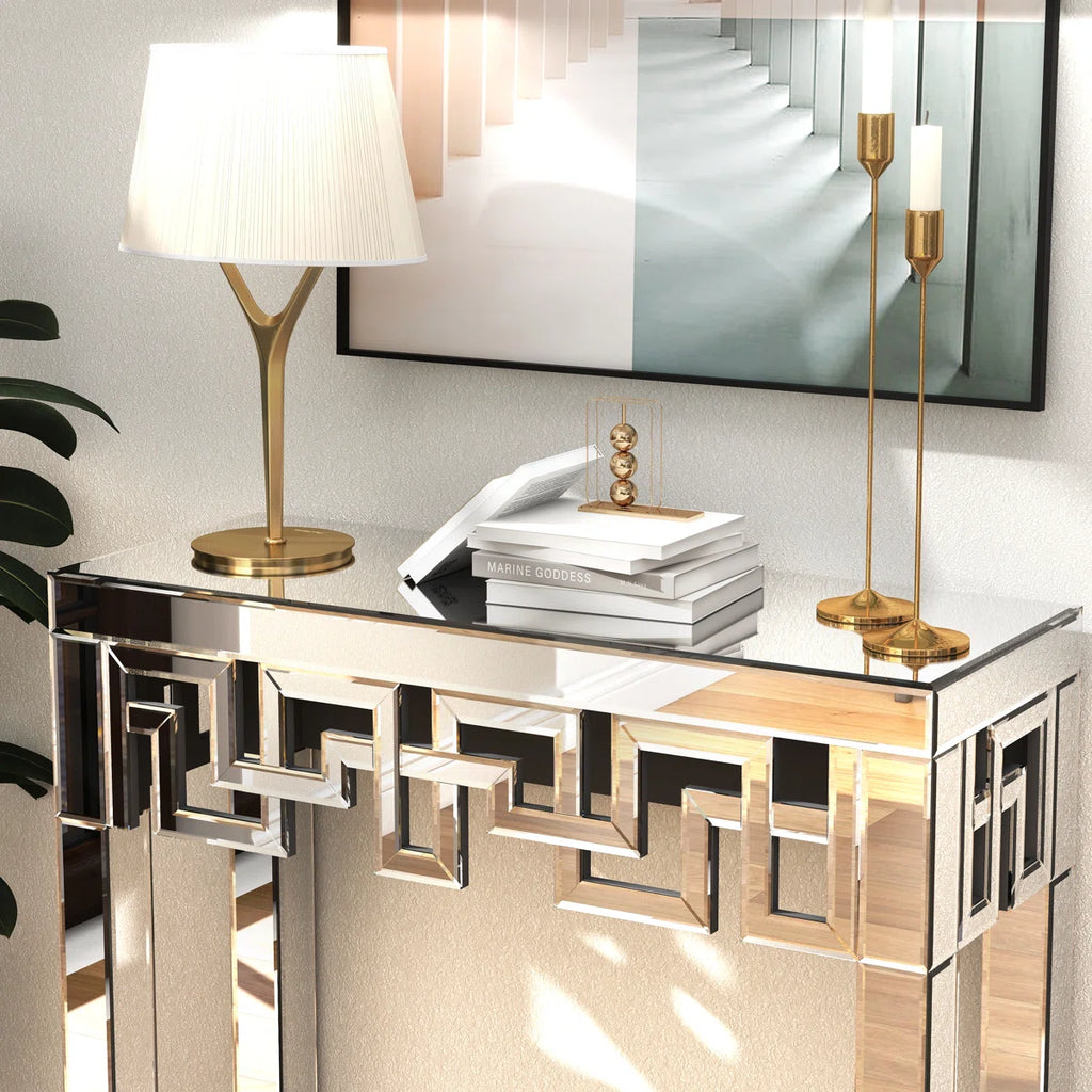 Yolanta 31.5'' Mirrored Glass Console Table