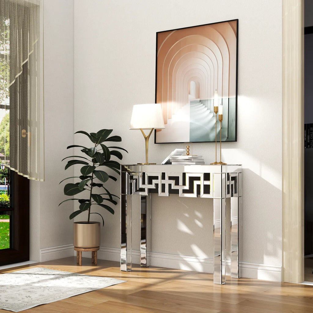 Yolanta 31.5'' Mirrored Glass Console Table