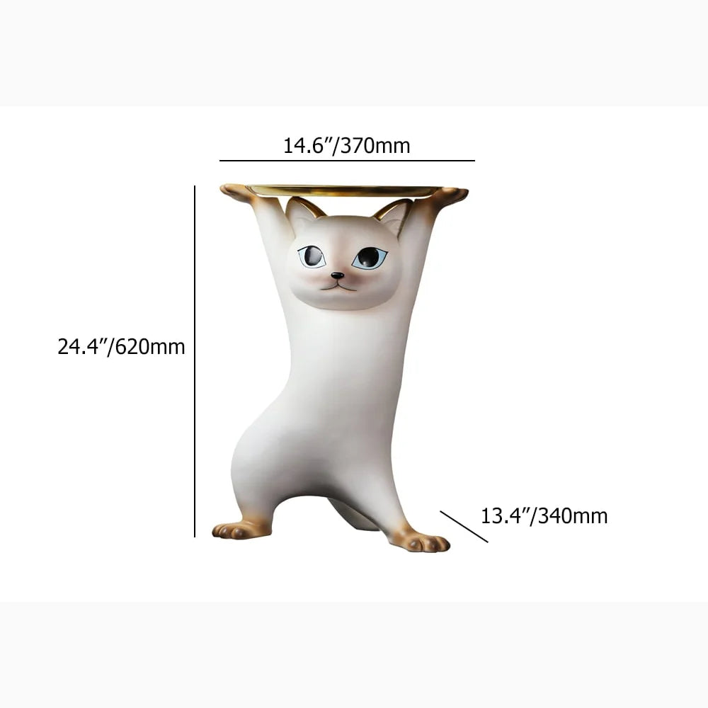 Unique Cat Resin End Table Decorative Side Table With Tray