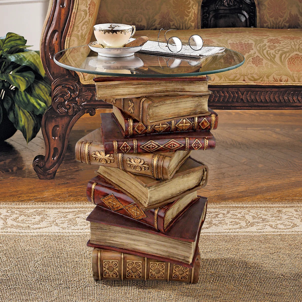 Montegue Stacked Books Glass Figurine Table